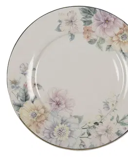 Talíře Porcelánový jídelní talířek s květinami Flowers - Ø 26*2 cm Clayre & Eef FLOFP
