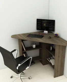Kancelářské a psací stoly Psací stůl CORNER ořech rohový