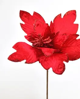 Vánoční dekorace Květ poinsettia červená zápich, pr. 30 cm