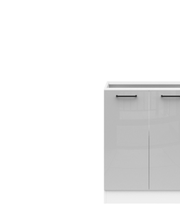 Kuchyňské linky JAMISON, skříňka dolní 60 cm bez pracovní desky, bílá/světle šedý lesk 