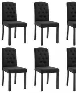 Židle Jídelní židle 6 ks látka / kaučukovník Dekorhome Černá