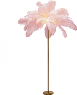 Moderní stojací lampy KARE Design Stojací lampa Feather Palm - růžová, 165cm