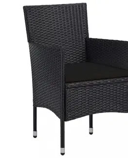 Zahradní židle Zahradní židle 2 ks umělý ratan Dekorhome Černá