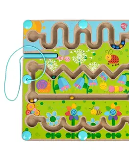 Hračky LUCY & LEO - 185 Květiny - dřevěný motorický labyrint s magnetickou tužkou