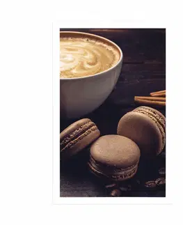 S kuchyňským motivem Plakát káva s čokoládovými makronky