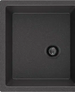 Sifony k pračkám MEXEN/S Tomas granitový dřez 2-bowl 800 x 500 mm, černá kropenatá, + černý sifon 6516802000-76-B