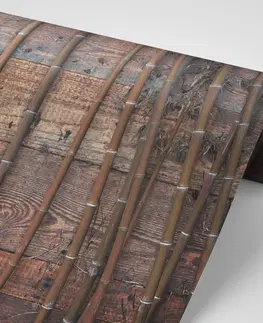 Tapety s imitací dřeva Tapeta exotický bambus na dřevě