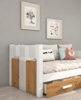Postele ArtAdrk Jednolůžková postel BIBI | 80 x 180 cm Barva: bílá / zelená