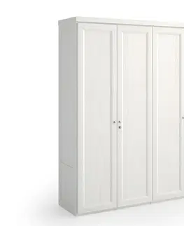Stylové designové skříně Estila Klasická luxusní vysoká šatní skříň Lyon se čtyřmi křídly dveří z masivního borovicového dřeva 241cm