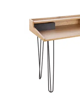 Psací stoly LuxD 25499 Designový psací stůl Kiana II 110 cm vzor dub