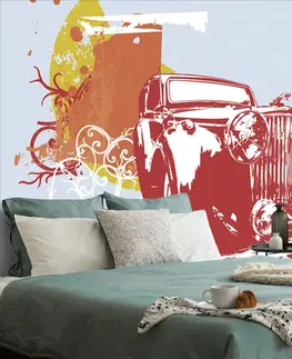 Samolepící tapety Samolepící tapeta retro auto s abstrakcí