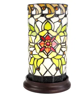 Svítidla Válcovitá stolní lampa Tiffany s květinou Flo - Ø 15*26 cm E14/max 1*40W Clayre & Eef 5LL-6298