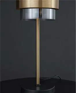 Designové stolní lampy NOVA LUCE stolní lampa SIANNA kouřové sklo mosazný zlatý kov E27 1x12W 230V IP20 bez žárovky 9236400
