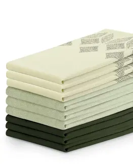 Utěrky AmeliaHome Sada kuchyňských ručníků Letty Stamp - 9 ks zelená, velikost 50x70