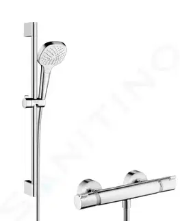 Sprchy a sprchové panely HANSGROHE Croma Select E Sprchový set Vario s termostatem, 3 proudy, sprchová tyč 650 mm, bílá/chrom 27081400