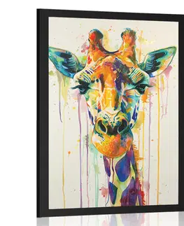 Zvířata Plakát žirafa s imitací malby