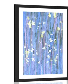 Motivy z naší dílny Plakát s paspartou abstrakce květin ve fialovém provedení