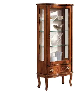 Luxusní a stylové vitríny Estila Luxusní klasická vitrína Clasica z masivu se čtyřmi poličkami a šuplíkem 145 cm