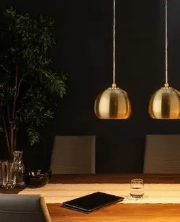 Luxusní designové závěsné lampy Estila Designový set 3 lamp závěsných lamp Amaris zlaté