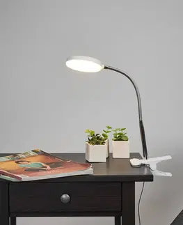 Stolní lampy a lampičky s klipem Lindby Stolní lampa Lindby LED s klipem Milow, bílá, kov, výška 36 cm