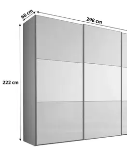 Šatní skříně s posuvnými dvěřmi Skříň Includo Glas Sklo Bílé/šedé,š.cca 298cm