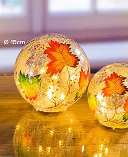 Svíčky a světelné dekorace LED skleněná koule "Podzimní listí"