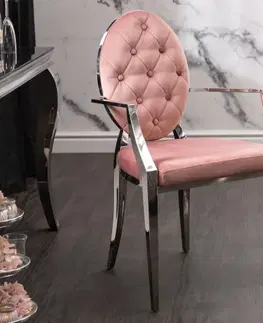 Luxusní jídelní židle Estila Zámecká jídelní židle Modern Barock starorůžové barvy s kovovými nohami 92cm