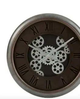 Hodiny Nástěnné hodiny se stříbrným rámem a ozubenými kolečky Jessamond  - Ø 52*7,5 cm J-Line by Jolipa 2915