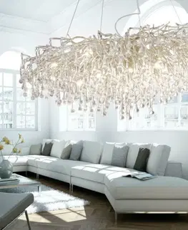 Designová závěsná svítidla PAUL NEUHAUS Lustr, stříbrná, elegantní design, IP20, 400 skleněných přívěšků