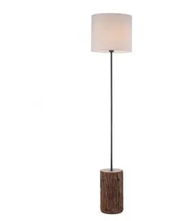 Dřevěné stojací lampy LEUCHTEN DIREKT is JUST LIGHT LED stojací svítidlo, dřevo, látkové stínidlo,1xE27, šňůrový vypínač