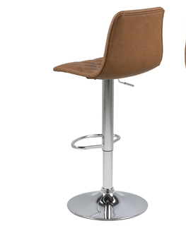 Barové židle Dkton Designová barová židle Nashota světle hnědá-chromová - Skladem