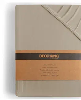 Prostěradla Bavlněné jersey prostěradlo s gumou DecoKing Amber cappuccino, velikost 120-140x200+30