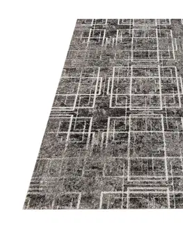 Moderní koberce Kvalitní šedý koberec s motivem čtverců