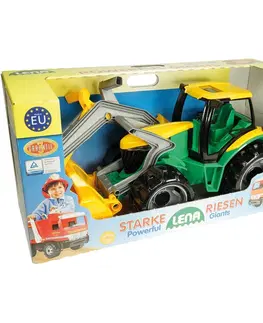 Dřevěné vláčky Lena Traktor se lžící a bagrem, 65 cm, zeleno-žlutá
