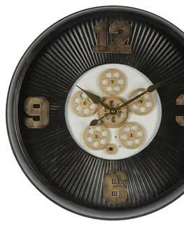 Hodiny Černé antik nástěnné hodiny s ozubenými kolečky - Ø 61*11 cm / 1*AA / 1*C Clayre & Eef 5KL0205