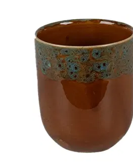 Hrnky a šálky Hnědomodrý keramický kalíšek na čaj - ∅ 7*8 cm / 0,15L Clayre & Eef 6CEMU0137