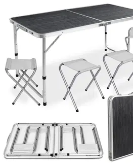 Zahradní stolky TZB Campingový rozkládací stůl TRIP 120x60 cm s židlemi černý