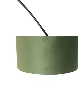 Obloukove lampy Oblouková lampa černé sametové stínidlo zelená se zlatou 50 cm - XXL