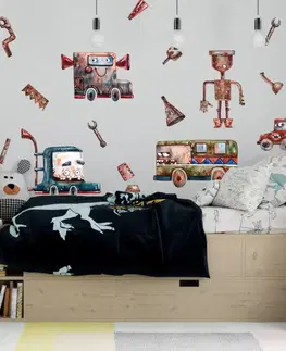 Samolepky na zeď Dětské samolepky na zeď - Robotické auta pro chlapce