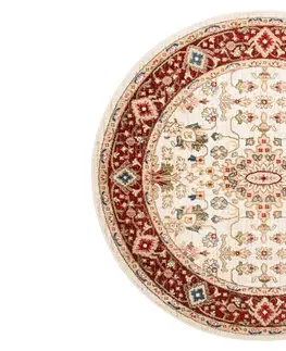 Kulaté a oválné koberce Kulatý vintage koberec krémové barvy