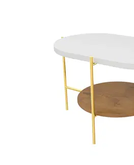 Konferenční stolky Expedo Konferenční stolek RING, 80x50x50, bílá/zlatá