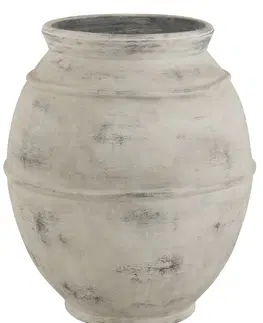 Dekorativní vázy Šedá antik baňatá keramická dekorační váza Vintage - Ø 68*80cm J-Line by Jolipa 17884