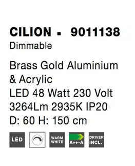 Designová závěsná svítidla NOVA LUCE závěsné svítidlo CILION zlatý mosazný hliník a akryl LED 48W 230V 2935K IP20 stmívatelné 9011138