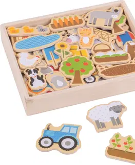 Dřevěné hračky Bigjigs Toys Sada magnetek farma LOLIPO vícebarevné