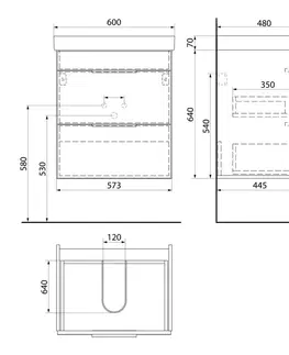 Koupelna Bruckner NERON umyvadlová skříňka 57,5x64x44,7 cm, bílá 500.117.0