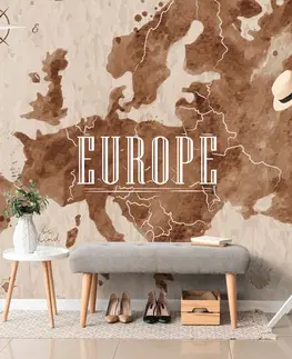 Tapety mapy Tapeta retro mapa Evropy