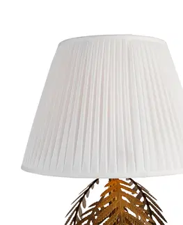 Stojaci lampy Vintage stojací lampa zlatá se skládaným odstínem bílá 45 cm - Botanica