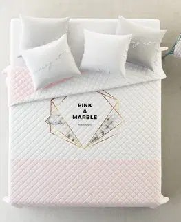 Francouzské přehozy na postel s potiskem Kvalitní přehoz na postel v jemné růžové barvě 220 x 240 cm
