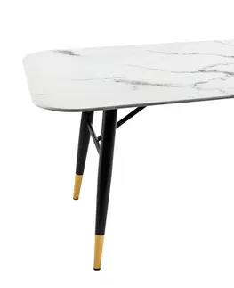 Konferenční stolky LuxD Designový konferenční stolek Laney 110 cm bílý - vzor mramor