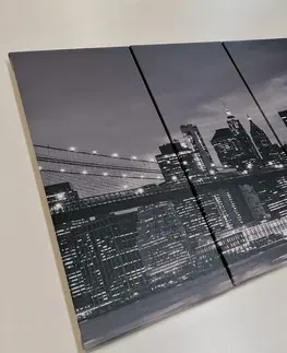 Obrazy města 5-dílný obraz okouzlující most v Brooklynu v černobílém provedení